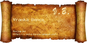 Vranka Bence névjegykártya